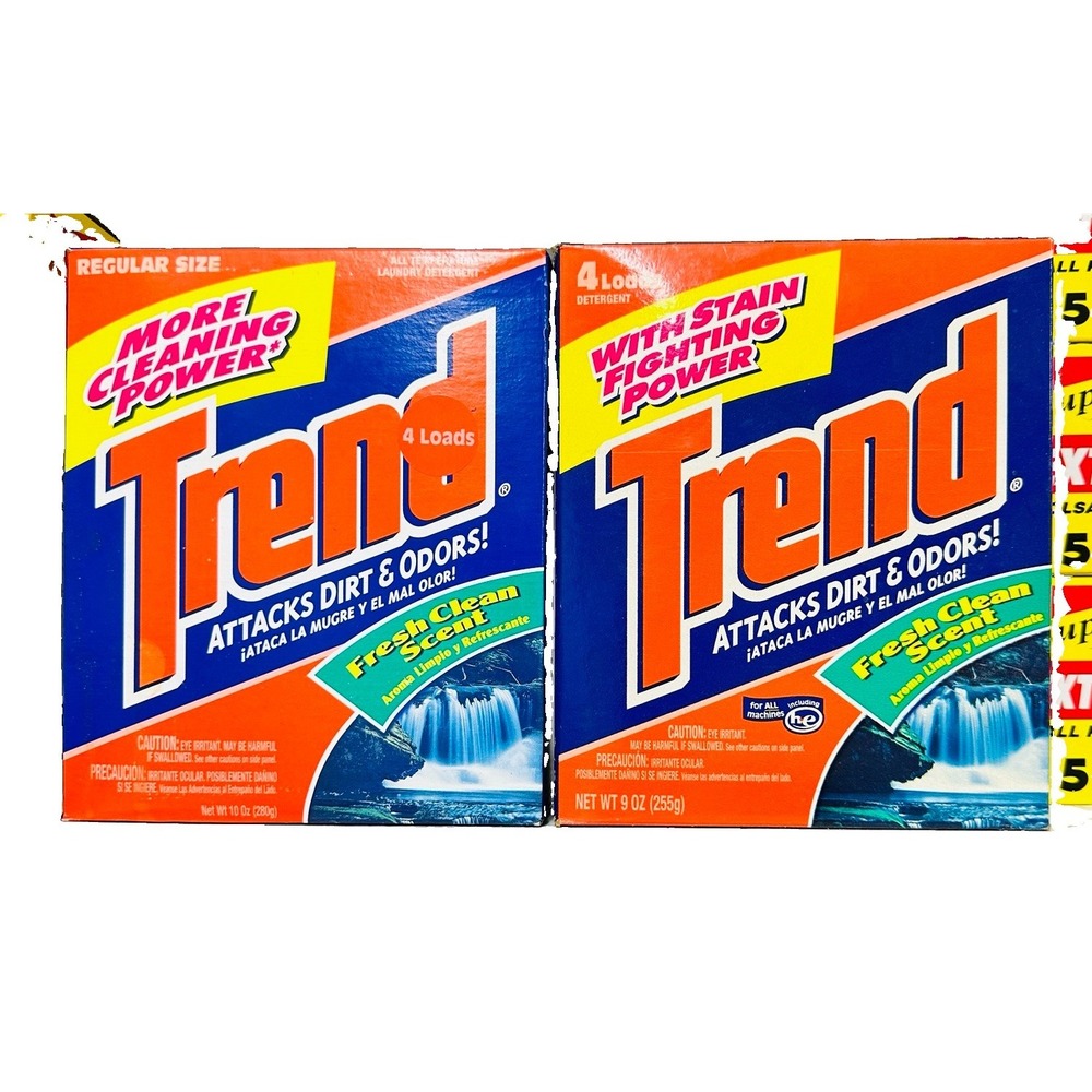 Trend Powder Laundry Detergent 4 Loads 9oz 10oz Lot of 2 Vintage NOS Fresh Scent